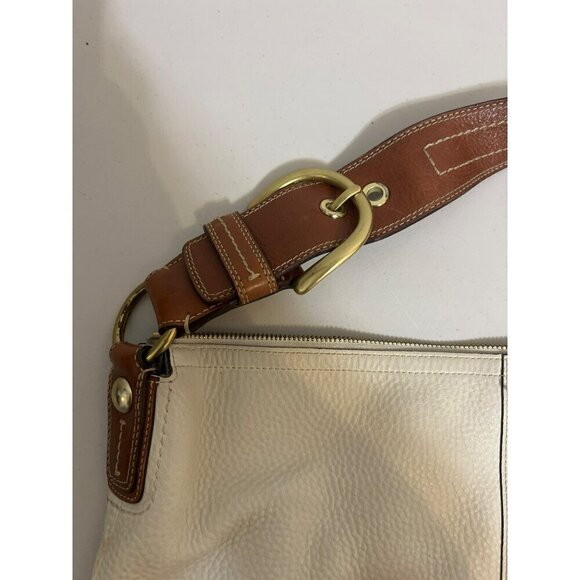 Coach Cream White Pebble Leather Bag with Camel Strap and Gold Hardware Gorgeous - Picture 5 of 8